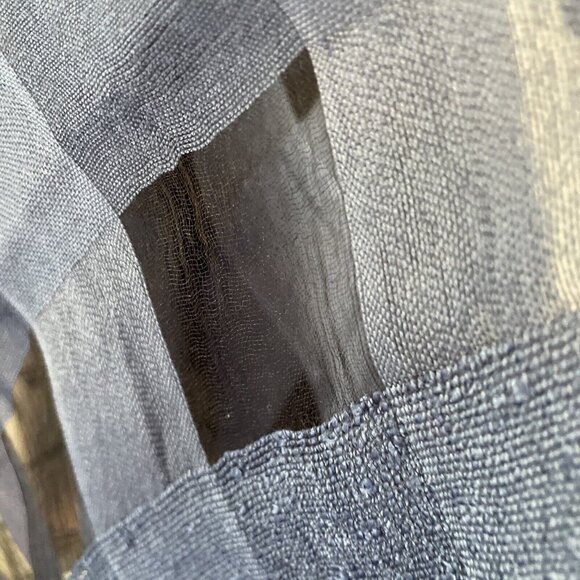 70" Sara Jane Silk Blend Sheer Plaid Blue Womens Rectangular Scarf (U5) - Picture 5 of 6